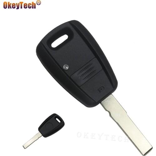 OkeyTech for Fiat 500 Punto Stilo Bravo Ducato Remote Car Key Shell 1 Button Black Uncut SIP22 Blade Replacement Fob Cover Case