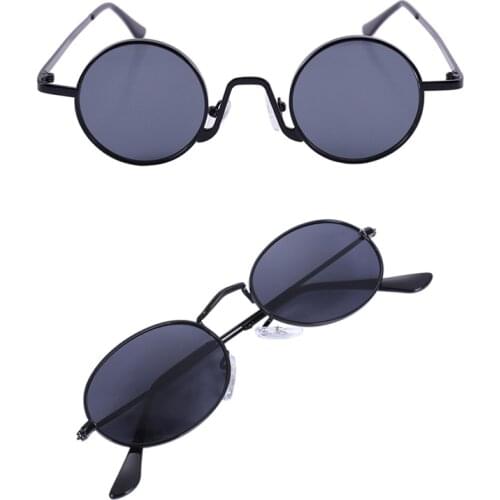 Oval Sunglasses Men Women Vintage Male Black Frame Black & Vintage Round Sunglasses Brand Design Black & Black Gray