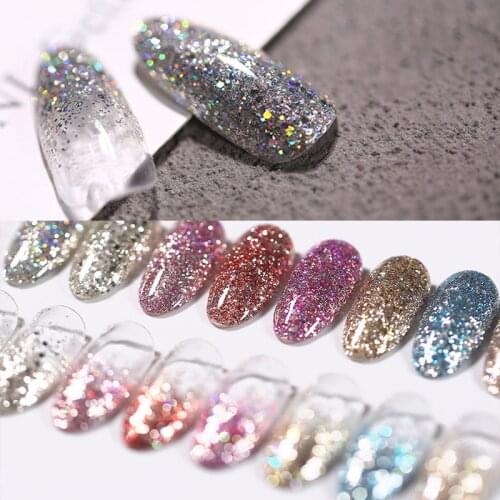 Holographics Laser Nail Glitter Powder Gold Champange Silver UV Gel Polish Chrome Decoration Powder Manicures Art Dust Pigment