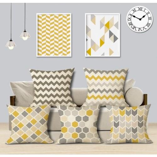 Gifts New Pillow Case Cotton Geometric Plaid Stripe Home Almofada/Cojines 45Cmx45Cm Square Fabric For Furniture printed Cojines