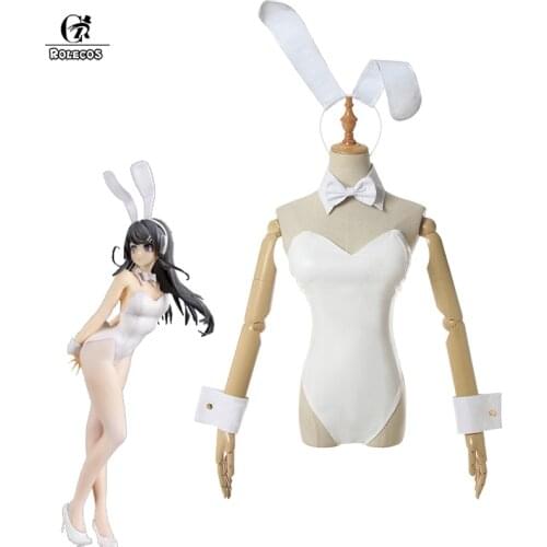 ROLECOS Sakurajima Mai Bunny Girl Cosplay Costume Sexy Costume Leather Jumpsuit Seishun Buta Yarou wa Bunny Girl Senpai