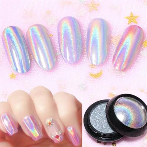 Silver Laser Nail Glitter Chrome Powder Holographics Sequins Gel Polish For Nails Art Pigment Dust Decorations Accessories