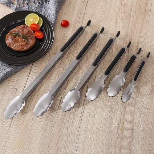 BBQ Tongs 7/9/12/14/16 Inch Barbecue Salad Food Clip 430 Stainless Steel Kitchen Tools Multifunction Grill Cooking Gadgets