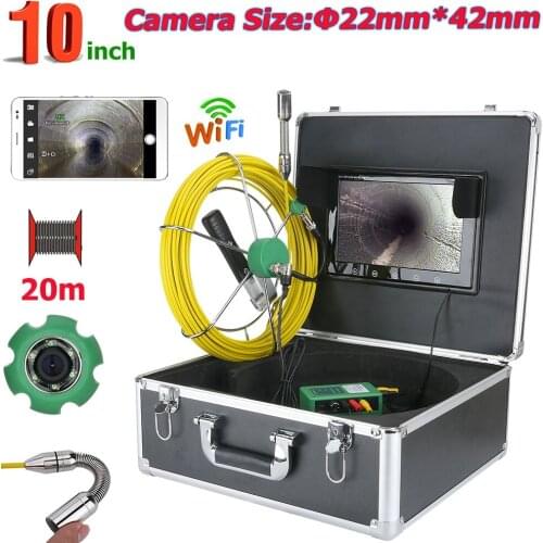 MOUNTAINONE 10inch WiFi Wireless 22mm Industrial Pipe Sewer Inspection Video Camera System IP68 1000 TVL Camera with 6W LED