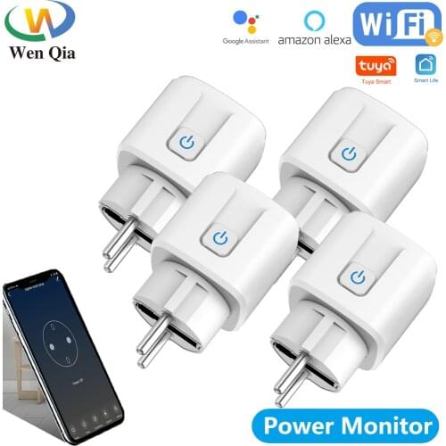 Tuya WiFi Smart Plug 16A 220V EU Socket Adapter,Wireless Remote Voice Control Power Monitor Support,Timer,For Google Home Alexa