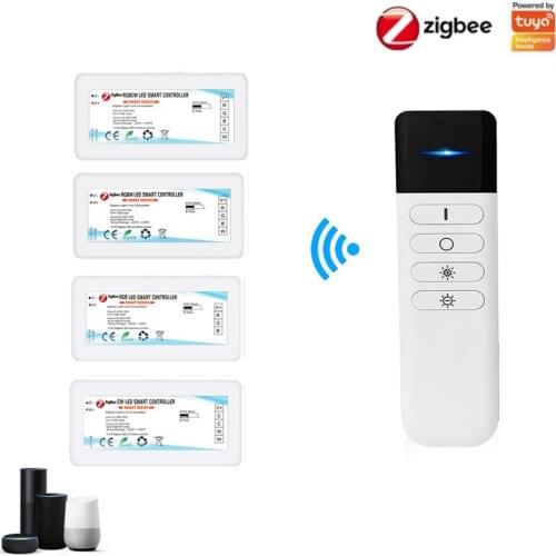 Tuya Zigbee LED Smart Controller DC5V 12V 24V 5050 Single Color/CCT/RGB/RGBW/RGBCCT LED Strip Light 4Key Dimming Remote Control