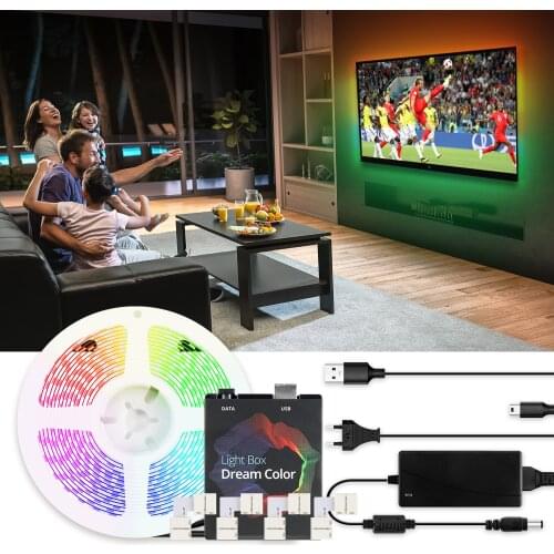 WS2812b Addressable Ambient RGB USB LED Strip Light with Connector for PC Android TV Screen Backlighting LED Strip Kit 1M-5M