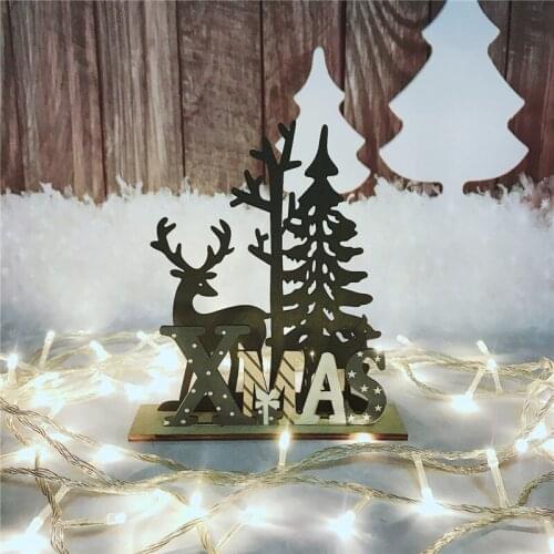 New Year Decoration 2021 Christmas Decoration Wooden XMAS Elk Desktop Decoration DIY Navidad 2020 Noel Natal Merry Christmas