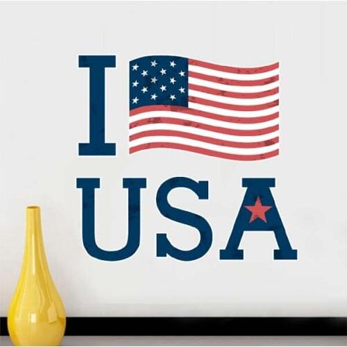 I Love The USA America Flag Culture Wall Sticker Window Sticker Nursery Decoration Decal Kids Room Wedding Deceration Vinyl