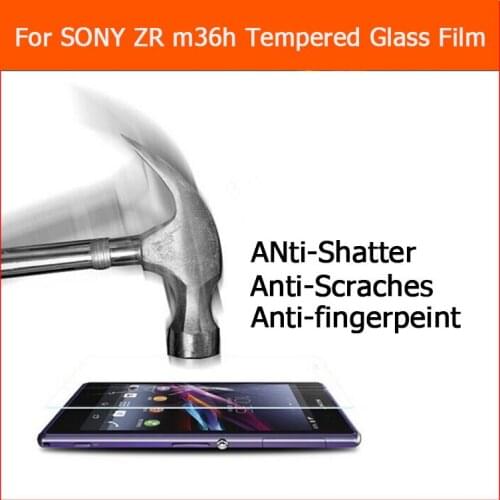 0.33mm 2.5D 9H protective protector Screen Lcd Tempered Glass film for sony xperia ZR M36H C5502 C5503 4.55" guard