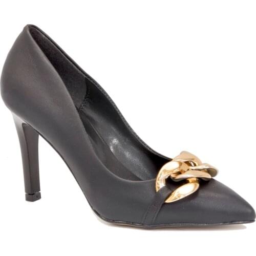 Gedikpasalı Ang 626 Black 2021 Summer Season Women Shoes High Heels Evening Dress Party Metal Buckle Pointed Elegant Stylish Business