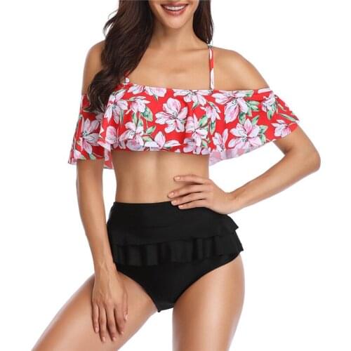 Sexy Swimming Suit For Women Off Shoulder Swimwear Biquinis Feminino 2019 High Waist Bikini Beachwear Ladies Swimsuit Bikini Set