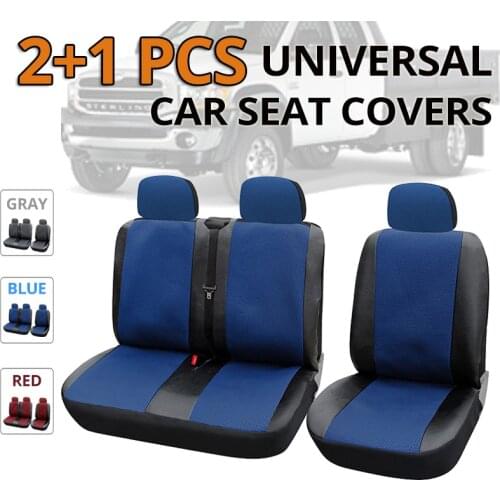 1+2 Seat Covers Car Seat Cover for Transporter/Van Universal Fit with Artificial Leather Truck Interior Accessories Blue 3pcs