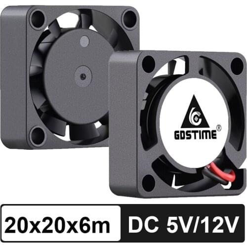 2PCS Gdstime 20*20*6mm Mini Silent fan 20mm Hydraulic Bearing DC 5V 12V Testing Instrument Projector Sensor Cooling Fan
