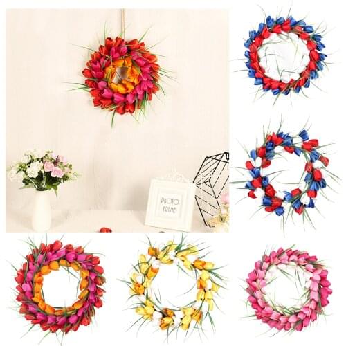 40cm Round Artificial Wreath Farmhouse Garland Door Window Ornament