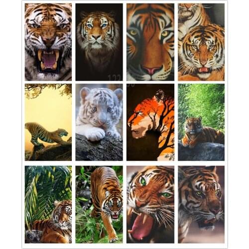 5d Diy Diamond Embroidered Tiger Diamond Painting Animal Square/round Diamond Mosaic Cross Stitch Home Decoration