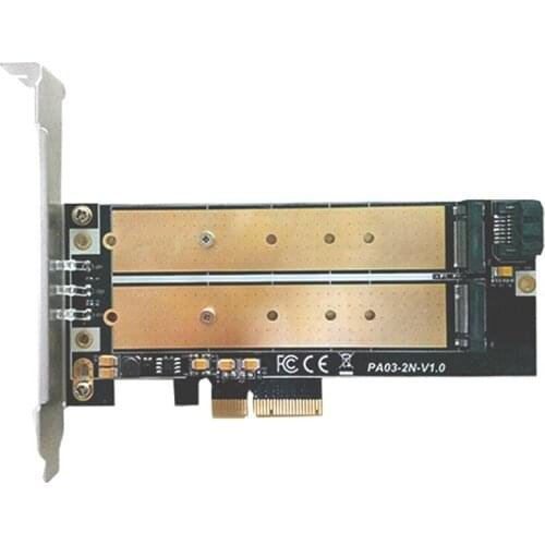 PCI-E 4X to M2 SSD Adapter B Key M key M.2 NGFF NVME SSD PCI-E Dual Interface Card LED Low Profile Bracket Support 2230-22110 M2