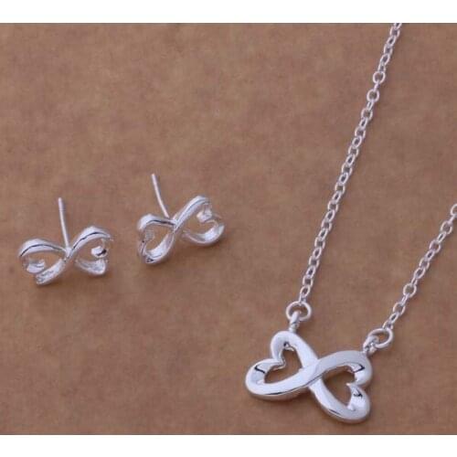 AS148 Hot sterling Jewelry Sets Earring 168 + Necklace 584 /agaaixha amnajdua silver color