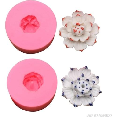 Buddhism Incense Sticks Holder Resin Molds 3D Lotus Flower Incense Burner Ashes Catcher Epoxy Casting Mould Crafts M2 Wholesales