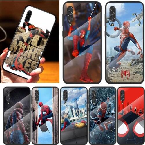 Hero Spider Marvel For Samsung Note 20 10 9 8 Ultra Lite Plus 5G A70 A50 A40 A30 A20 A10 Tempered Glass Phone Case