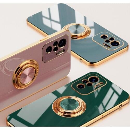 LOVECOM Plating Phone Case For Xiaomi Redmi Note 10 Pro Max 10S POCO F2 Pro F3 10T Pro 11 Pro Magnetic Ring Holder Soft Cover