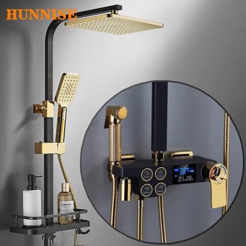 Digital Bathroom Shower Set , Brass Bathroom Faucet for Thermostatic Shower System of Rainfall Shower Head Digital Shower Set