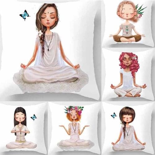 Yoga Meditation Pillowcase Decoration Car Sofa Cushion Cover Waist Cushion Home Decor Bedroom Decorative Sofa Car Throw Pillows