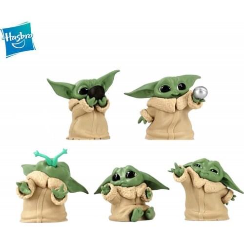 5 Pcs/lot Hasbro Mandalorian Baby Yoda Star Wars Action Figure Toy for Children Grogu Anime Figures Toys for Children