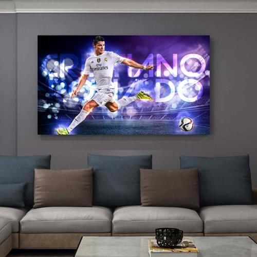 Cristiano Ronaldo Football Player Color Painting Print Canvas Wall Pictures for Living Room Frameless Mirrors Draw Core