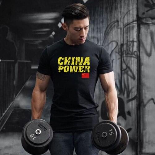 Brand Fashion Summer Mens Fitness Extend Hip Hop Cotton Trend Print Tops Muscle Gyms Clothing Bodybuilding Short Sleeve T-shirt