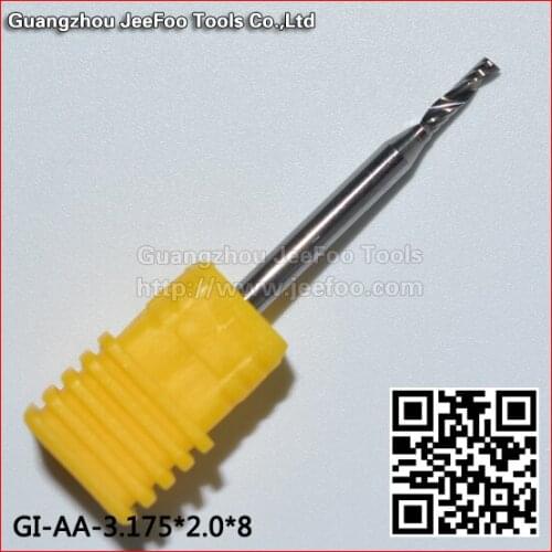 3.175*2.0*8 AA series One Flute Engraving Tool Bits, Straight Shank Spiral Drill Bits,Tungsten Sliver Flat End Milling Cutter