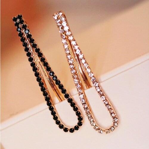 Hot 1Pc Fashion Rehinstone Black White Barrette Women Hairpins Hair Clips