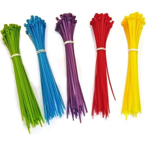 Hoored 3.6x140-370mm 100 pcs Factory Nylon 66 Colorful Plastic Self Locking flexible Cable Ties