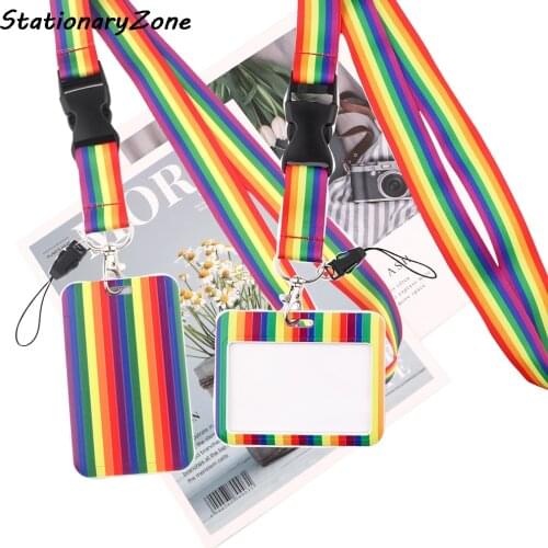 JY054 Cartoon Homosexual Rainbow Buckle Lanyard Neck Strap for Key ID Card Cell Phone Straps Badge Holder Fashion Accessories