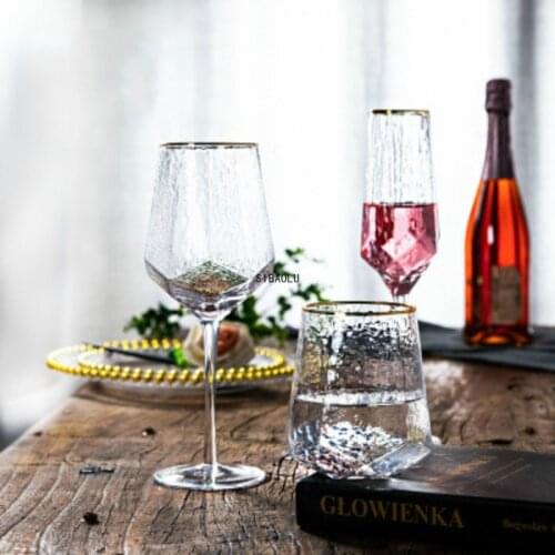 Creative Glass Wine Glasses Home Hammered Goblet Red Wine Glass Diamond Champagne Glass Wine Glasses