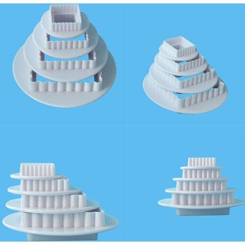 Kitchen DIY Paper Clay 4Pcs Double-Sided Lace Square Cut Mold Cake Biscuits Eat Soft Pottery Commonly Used Clay Mold