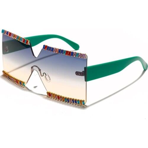 Fashion Square Rhinestone Sunglasses 2021 Women Men Mix Diamond Design Flat Top Sun Glasses Luxury Designer Eyewear UV400