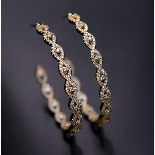 Fashion Gold Color Round Hoop Earrings For Women multicolour Cubic Zircon Stone Bohemian Female Bride Party Earrings Wholesale