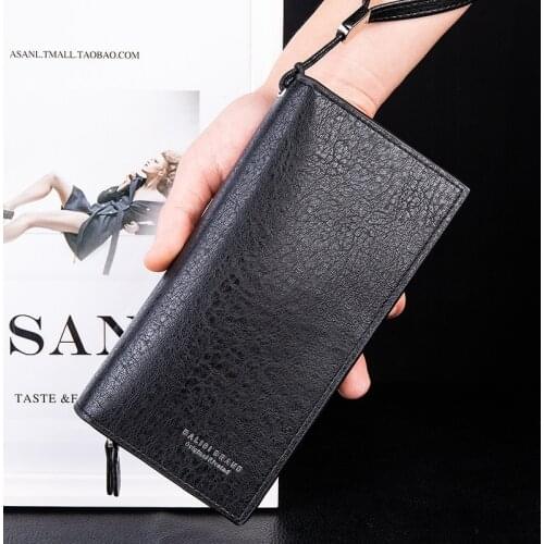 Pu Leather Wallet Men Purses Casual Long Zipper Hasp Mens Wallet Money Coin Holder Portafoglio Uomo Bracelet Clutch Purse