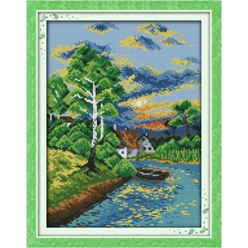 11CT 14CT Chinese handmade diy cross stitch kit small riverside cross a small cross-stitch embroidery ornament painting