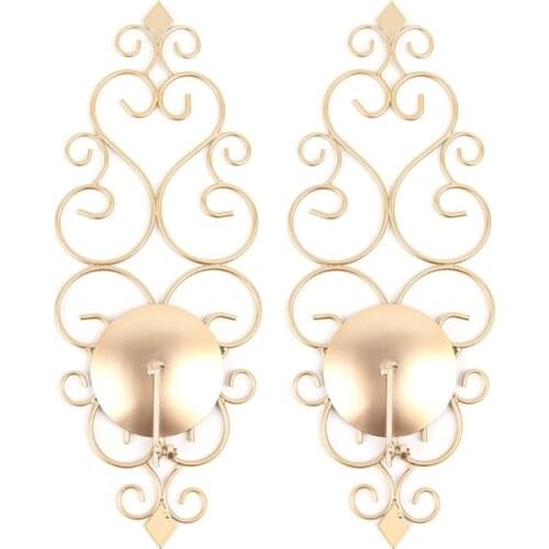 Iron Wall Candle Sconce Holder Set of 2 Hanging Wall Mounted Pillar Candle Holder Decor for Bedroom Dining Room