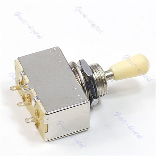 New Chrome Box Style 3 Way Closed Toggle Switch For Electric Guitar Cream Knob H02