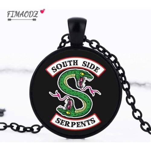 FIMAODZ Riverdale TV Necklace Fashion Glass Cabochon Pendant Black Chains Necklaces for Women Men
