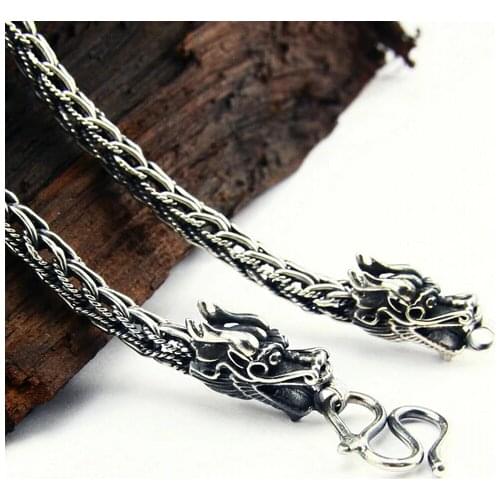 6.5MM Real 925 Silver Dragon Necklace Handcrafted Vintage Sterling Silver Dragon Necklace Pure Silver Necklace