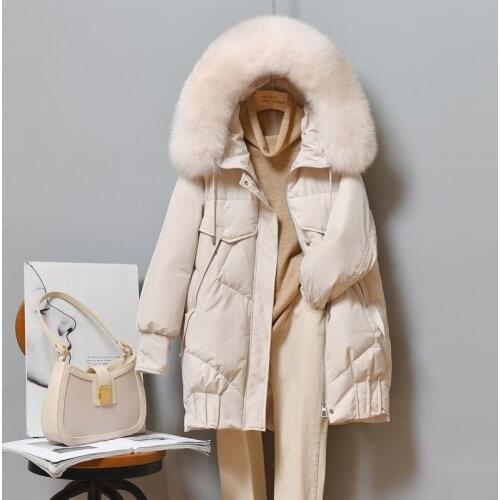 Real Fox Fur Collar Parkas Women 2021 Winter White Duck Down Coat Female Warm Hooded Black Jacket Casual Casaco Feminino Gxy122