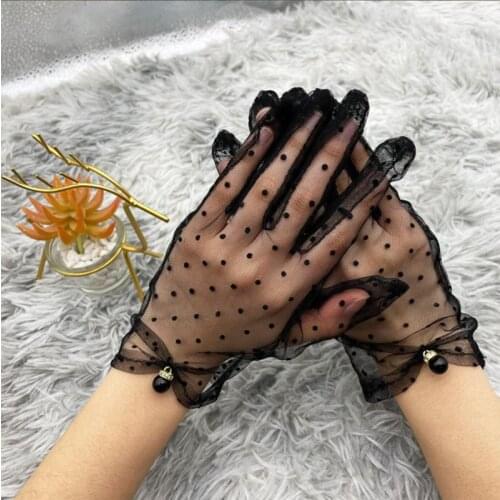 Cool Lace Gloves Summer Ladies Fashion Simple Sunscreen Mesh Lace Thin Spotted Gloves Wedding Dress Veil Accessories Gloves