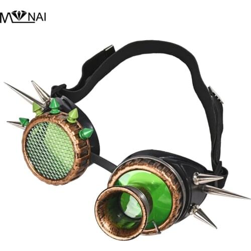 Retro Victorian Blue Rivet Goggles Steampunk Glasses Welding Cyber Gothic Goggle Party Cosplay Halloween Eyewear