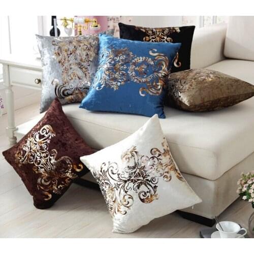 Luxurious Continental Handcraft Bronzing Pillow Covering Golden Throw Velour Decor Print Decortion Home Pillow Cushion