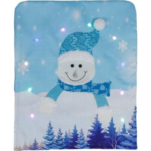 Christmas Luminous Snowman Chair Cover Santa Claus / Snowman Printed Seat With Light For Dining Chair