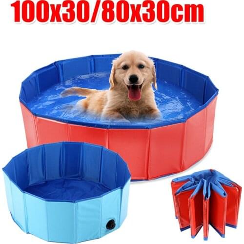 100x30/80x30cm Collapsible Kiddie Pool Pet Dog Cat Swimming Pool PVC Shower Wash Pond Bathing Bed for Large Small Dog Play Clean